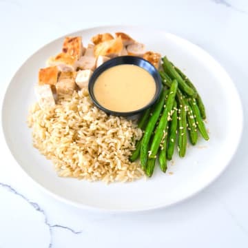 Chicken breast, Brown rice with Sesame green beans