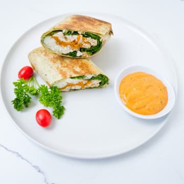 Chicken Sweet Potato Burrito. Side of Chipotle Aioli