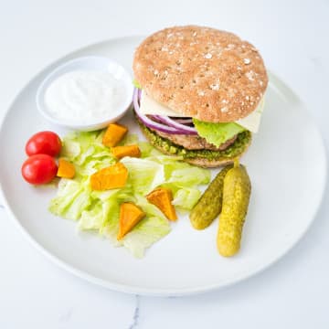 Lean Turkey Burger with Healthy Sweet Potato Fries